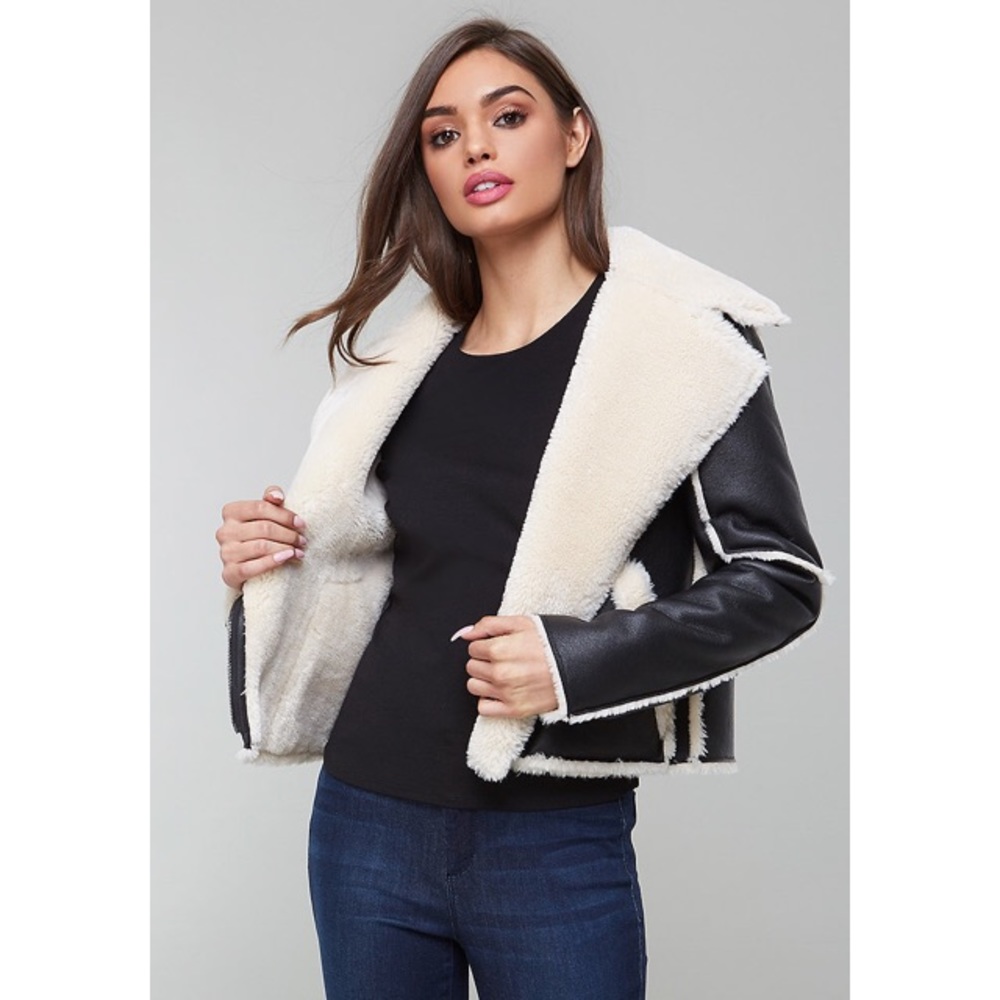 Faux Leather Shearling Jacket